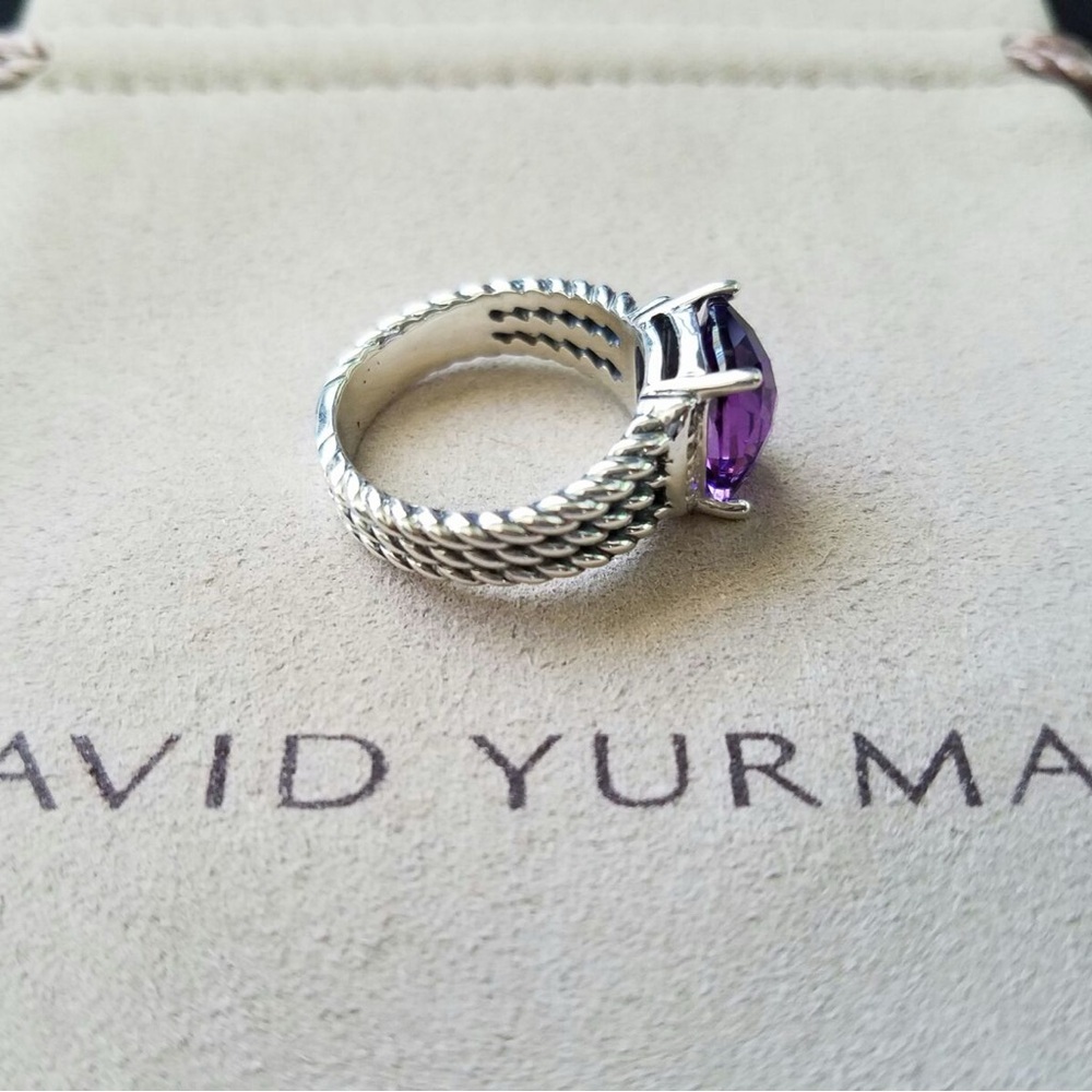 David Yurman Petite Wheaton Ring with Amethyst and white Diamonds - Picture 5 of 5